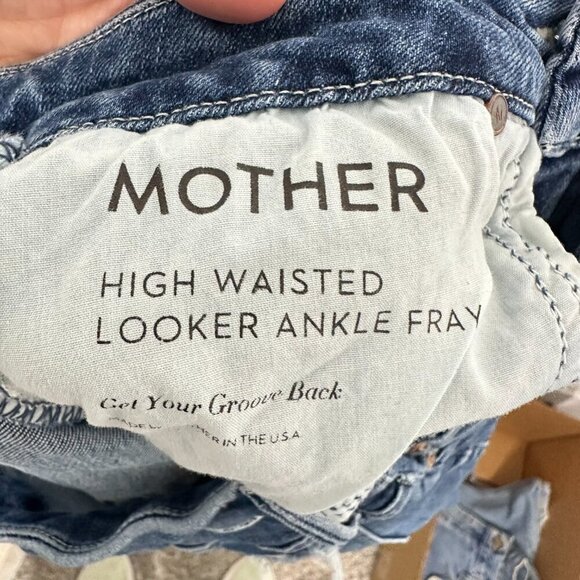 Mother Size 24 High Waisted Looker Ankle Fray Distressed Medium Wash Skinny Jean - Picture 2 of 8